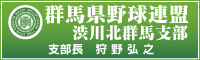 群馬県野球連盟　渋川北群馬支部　支部長　狩野　弘之